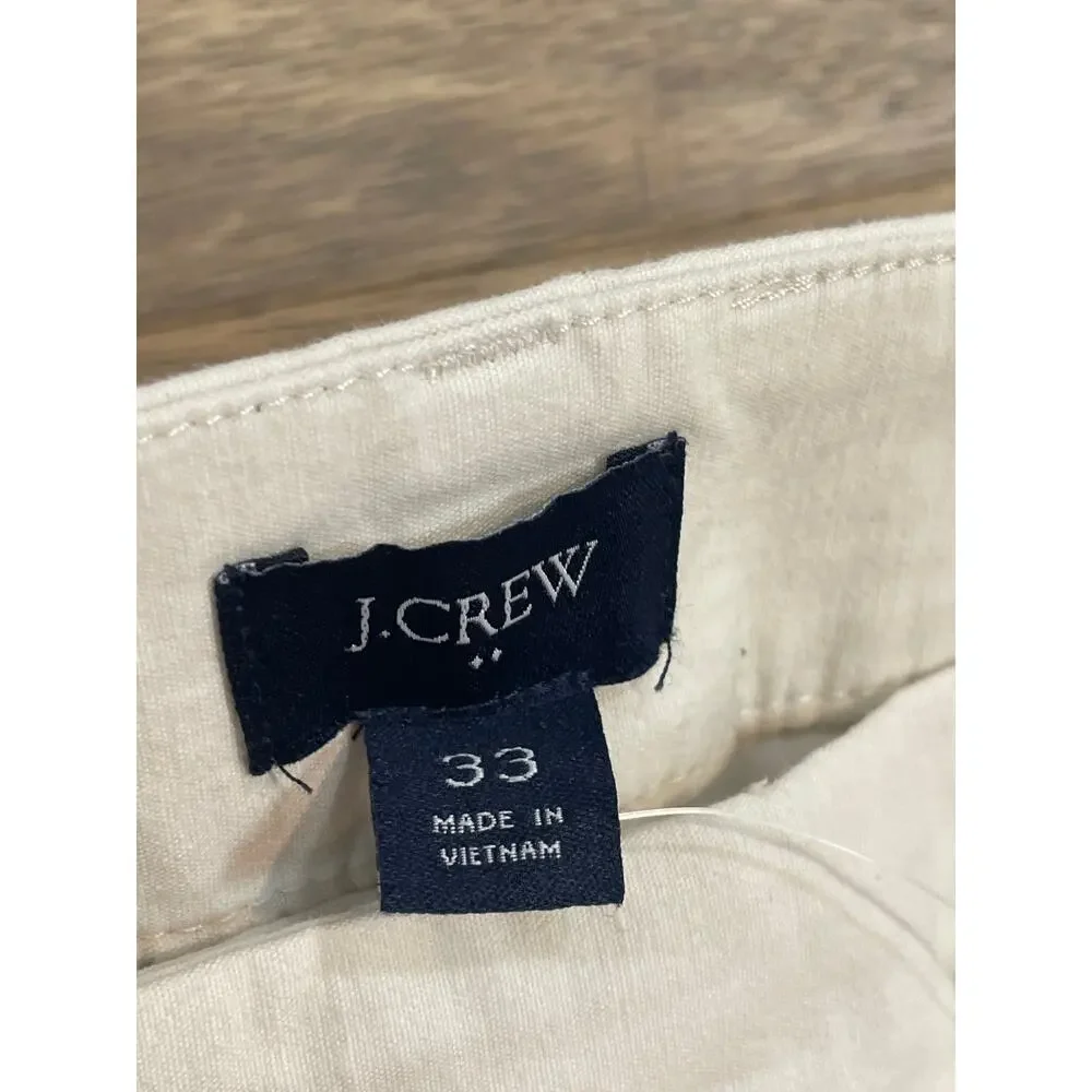 J.Crew Size 33 Classic-Fit Chino Pants Beige Cotton Linen Blend NWT